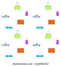 travel suitcase plane vector background
