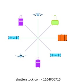 travel suitcase plane vector background