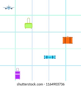 travel suitcase plane vector background