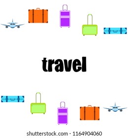 travel suitcase plane vector background
