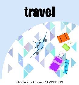 travel suitcase plane vector background