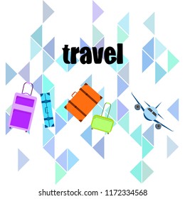 travel suitcase plane vector background