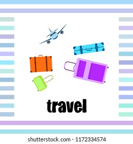 travel suitcase plane vector background