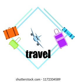 travel suitcase plane vector background