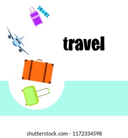 travel suitcase plane vector background