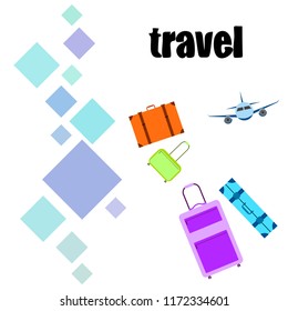 travel suitcase plane vector background