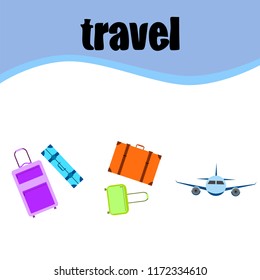 travel suitcase plane vector background