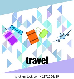 travel suitcase plane vector background