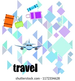 travel suitcase plane vector background