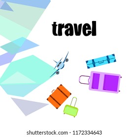 travel suitcase plane vector background