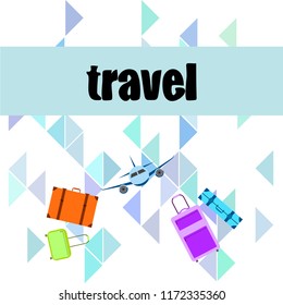 travel suitcase plane vector background