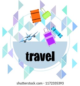 travel suitcase plane vector background