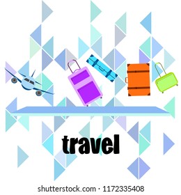 travel suitcase plane vector background