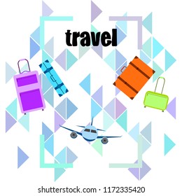 travel suitcase plane vector background