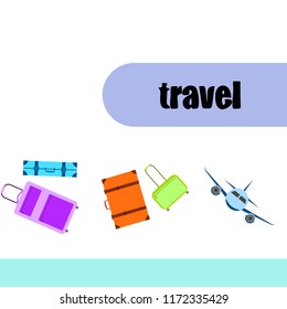 travel suitcase plane vector background