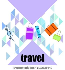 travel suitcase plane vector background