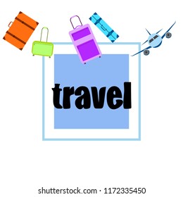 travel suitcase plane vector background