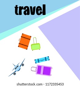 travel suitcase plane vector background