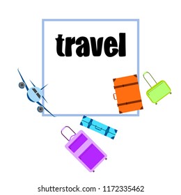 travel suitcase plane vector background
