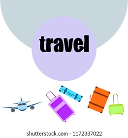 travel suitcase plane vector background