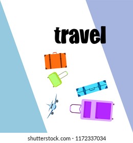 travel suitcase plane vector background