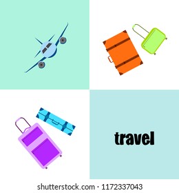 travel suitcase plane vector background