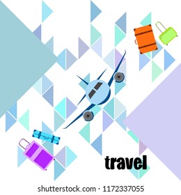 travel suitcase plane vector background