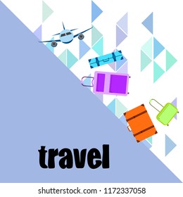 travel suitcase plane vector background