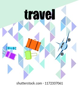 travel suitcase plane vector background