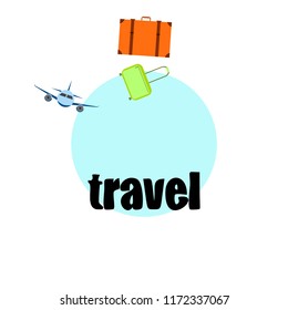 travel suitcase plane vector background