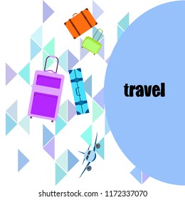 travel suitcase plane vector background