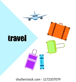 travel suitcase plane vector background