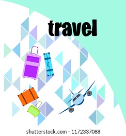 travel suitcase plane vector background