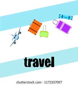 travel suitcase plane vector background