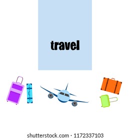 travel suitcase plane vector background
