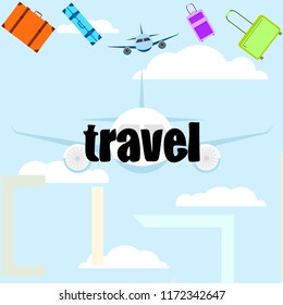 travel suitcase plane vector background