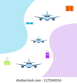 travel suitcase plane vector background