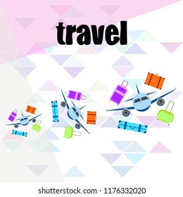 travel suitcase plane vector background