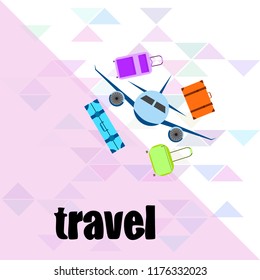 travel suitcase plane vector background