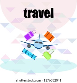 travel suitcase plane vector background