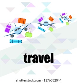 travel suitcase plane vector background
