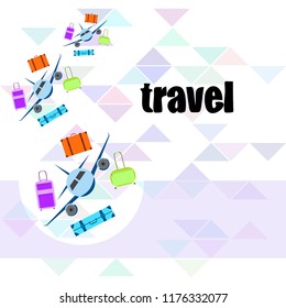travel suitcase plane vector background