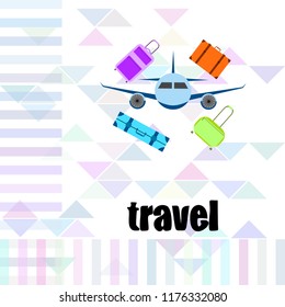 travel suitcase plane vector background