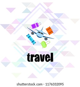 travel suitcase plane vector background