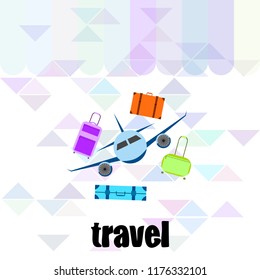 travel suitcase plane vector background