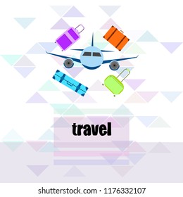 travel suitcase plane vector background