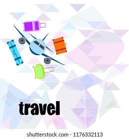 travel suitcase plane vector background