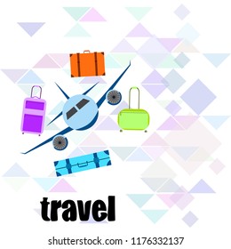 travel suitcase plane vector background