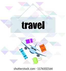 travel suitcase plane vector background