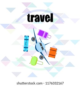 travel suitcase plane vector background